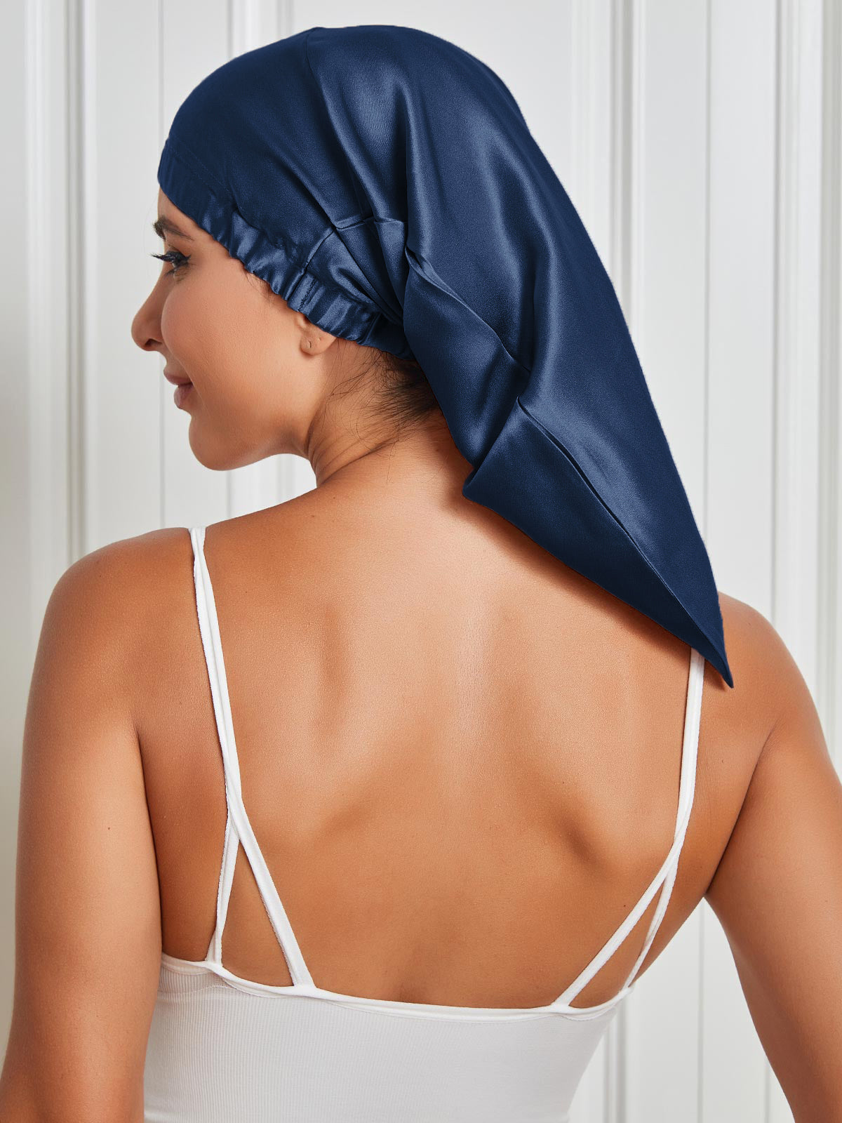 SilkSilky-DE Reine Seide Sleep Cap Dunkelblau 001