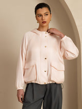 [Rosa] SilkSilky-DE Langärmelig Hoher Kragen Oberbekleidung 003