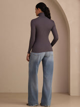 [Dunkelgrau] SilkSilky-DE Long Sleeve Turtle Neck T-Shirt 002
