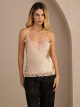 [Champagner] SilkSilky-DE Spaghetti Strap V Neck Cami Top 003