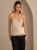 [Champagner] SilkSilky-DE Spaghetti Strap V Neck Cami Top 003