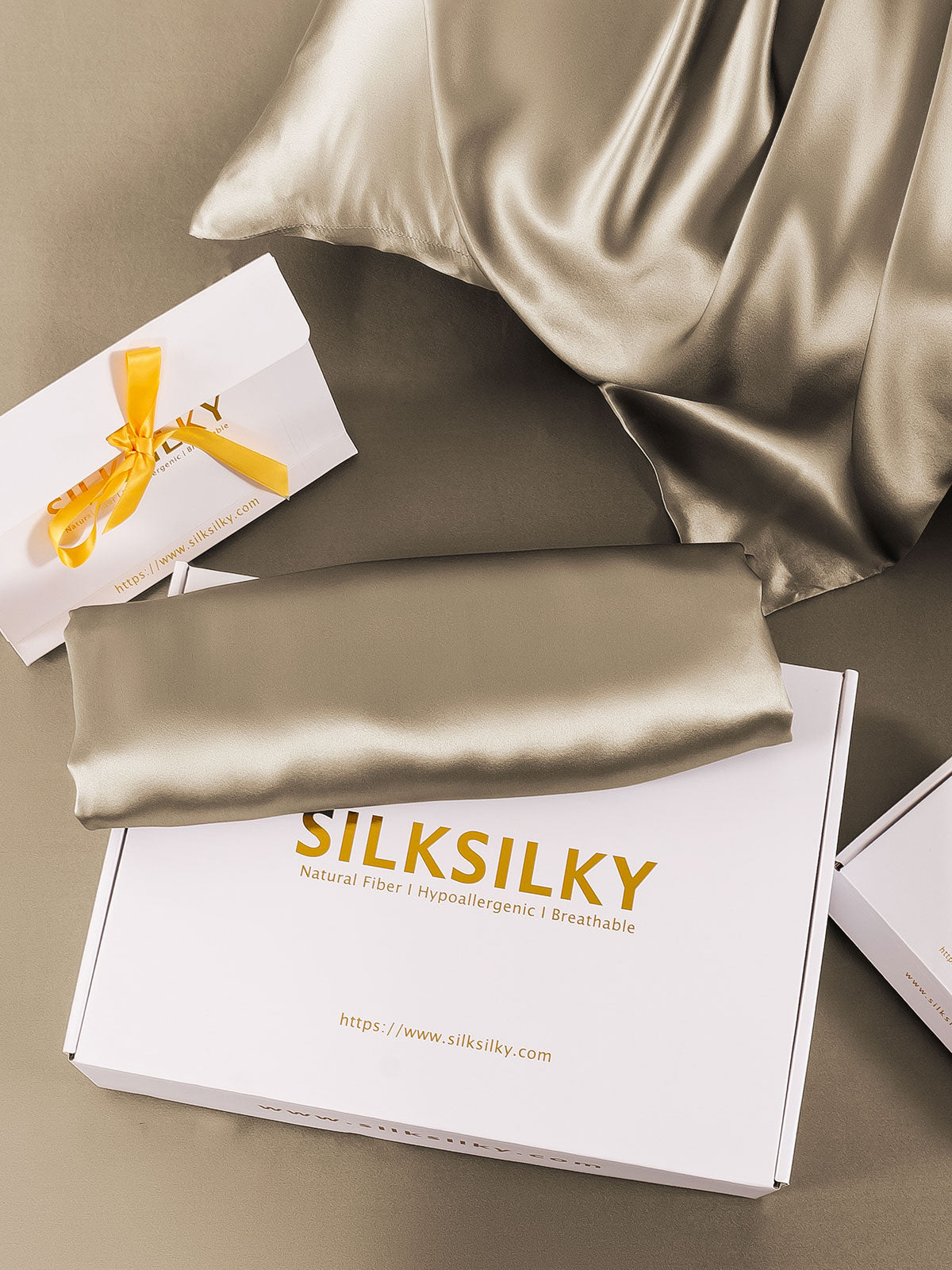 [Khaki] SilkSilky-DE 22Momme Reine Seide Pillowcase 005