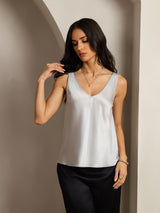 [Silber] SilkSilky-DE Sleeveless V Neck Cami Top 001