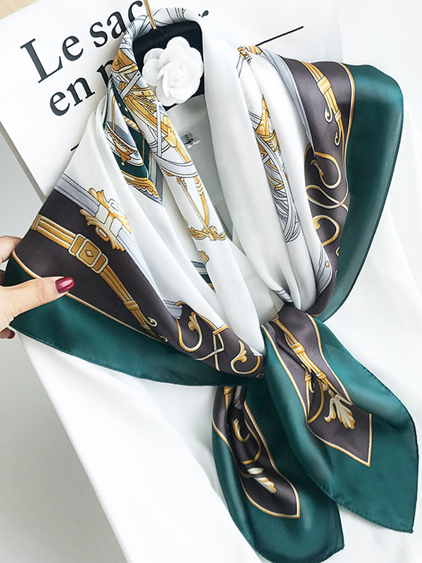 SilkSilky DE Reine Seide Scarf Dunkelgrün 001