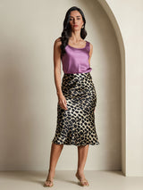 [Leopard] SilkSilky-DE 19Momme Reine Seide Skirt 001,