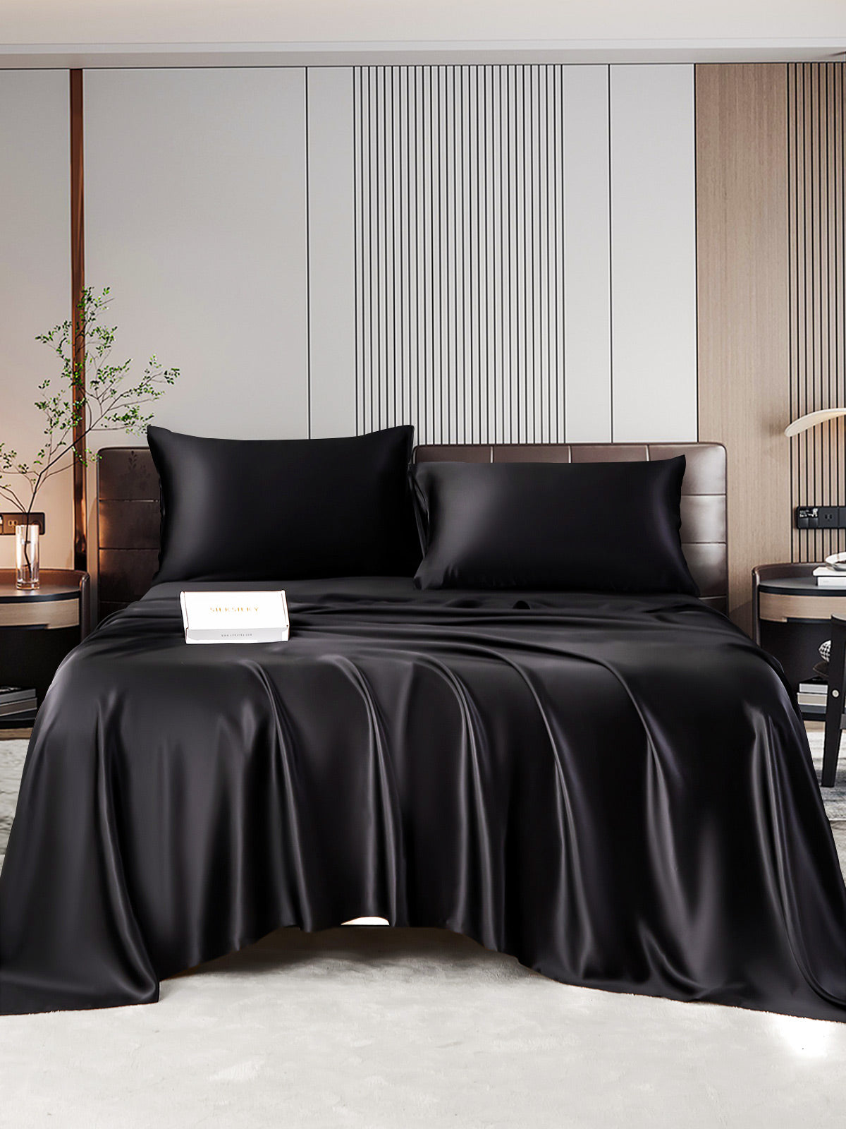 SilkSilky DE 22Momme Reine Seide Bedding Set Schwarz 001