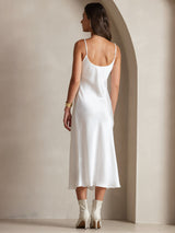 [Weiß] SilkSilky-DE Sleeveless V Neck Kleider 002