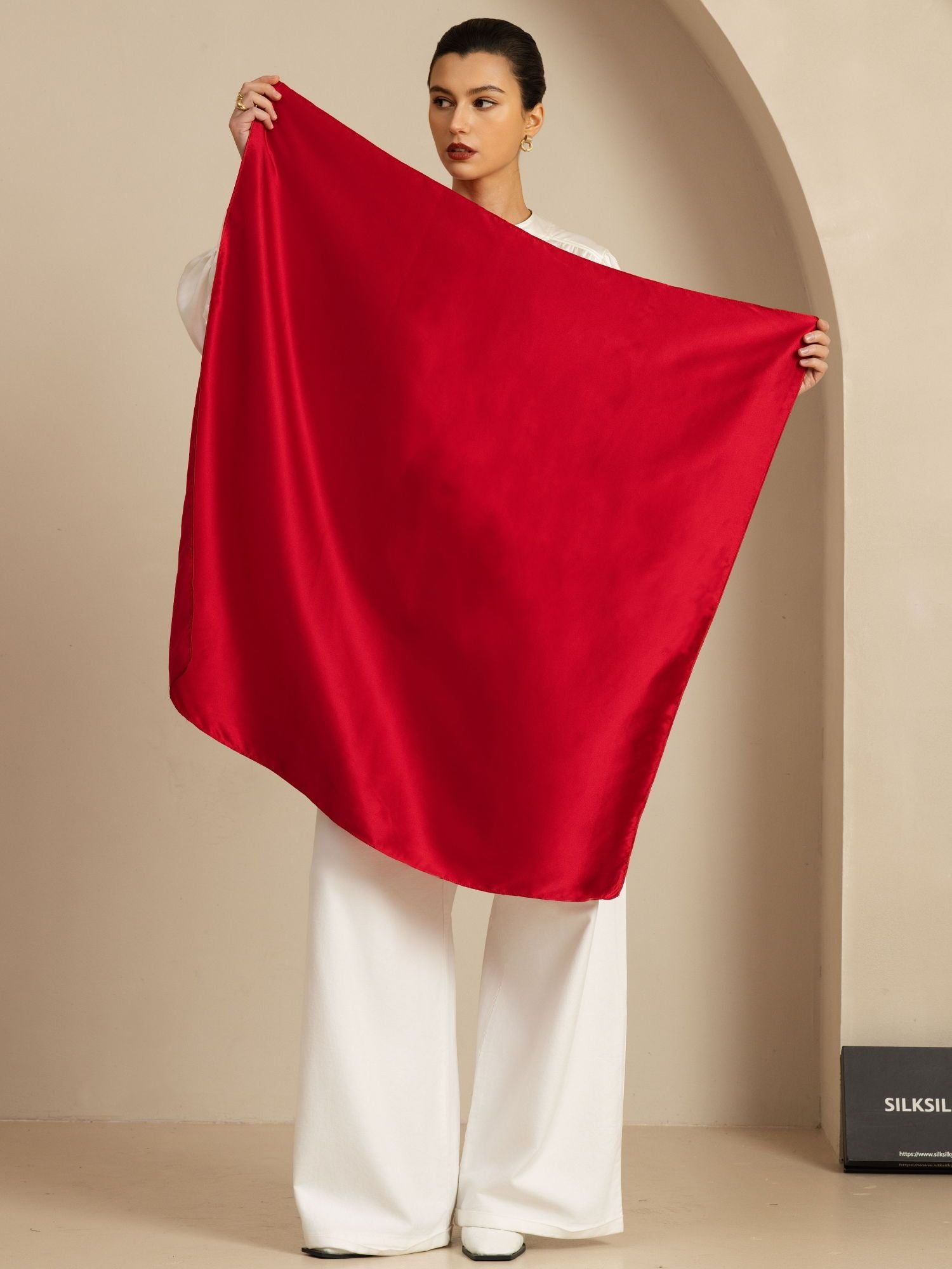 [Rotwein] SilkSilky-DE Pure Silk Scarf 003