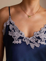 [Dunkelblau] SilkSilky-DE Sleeveless V Neck Cami Top 005
