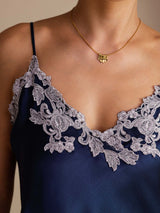 [Dunkelblau] SilkSilky-DE Sleeveless V Neck Cami Top 005