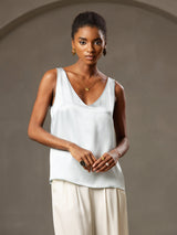 [Hellblau] SilkSilky-DE Sleeveless V Neck Cami Top 006