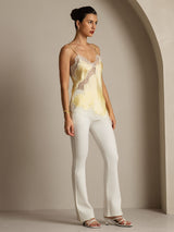 [Hellgelb] SilkSilky-DE Spaghetti Strap V Neck Cami Top 009
