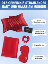 [Rotwein] SilkSilky-DE 19Momme Reine Seide Pillowcase Set 002
