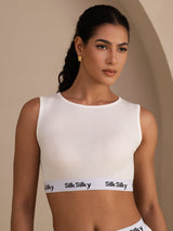 [Weiß] SilkSilky-DE Sleeveless Crew Neck Cami Top 001