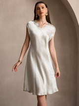 [Hellgrün] SilkSilky-DE Cap Sleeve V Neck Nachthemden 004