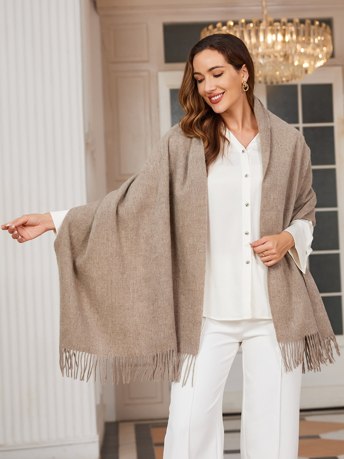 [Dunkelkhaki] SilkSilky-DE Wolle Scarf 004