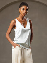 [Hellblau] SilkSilky-DE Sleeveless V Neck Cami Top 005