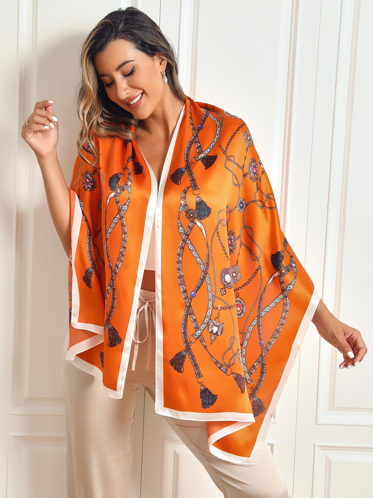 SilkSilky DE Reine Seide Scarf Orange 004