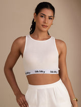 [Weiß] SilkSilky-DE Sleeveless Crew Neck Cami Top 001