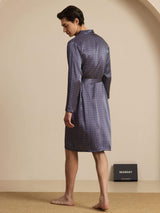 [Marine Ginkgo] SilkSilky-DE Long Sleeve V Neck Herren Morgenmantel 002