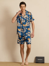 [Navy Drache] SilkSilky-DE Short Sleeve Notch-Kragen Herren Pyjamas 006