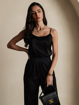 [Schwarz] SilkSilky-DE Spaghetti Strap Cami Top 003