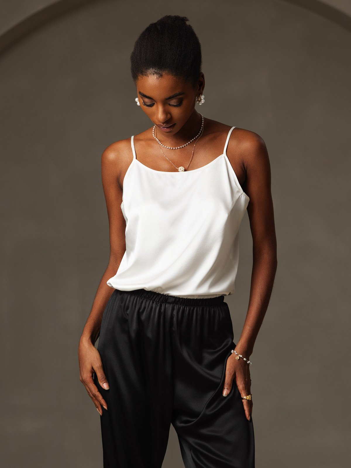 [Weiß] SilkSilky-DE 19Momme Seide Camisoles 005