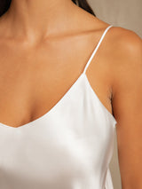 [Weiß] SilkSilky-DE Sleeveless V Neck Camisole-Set 008