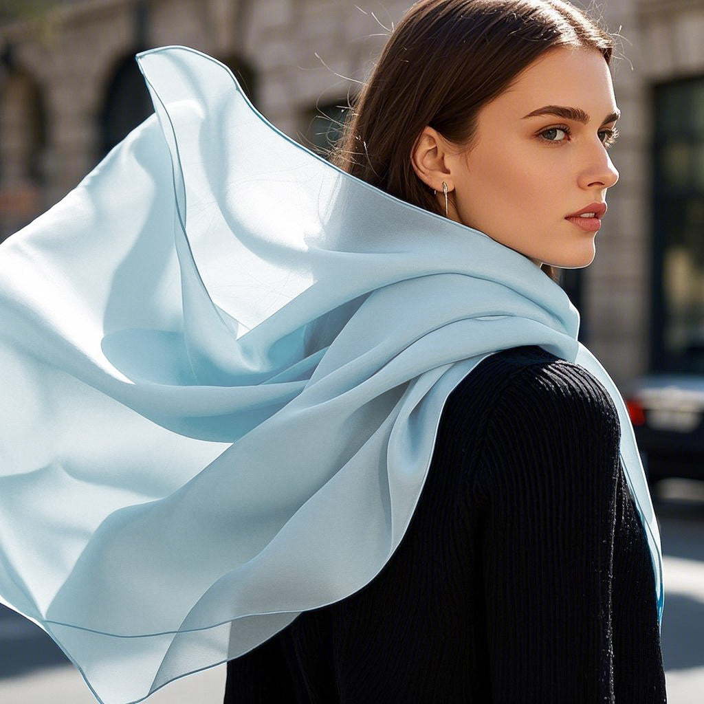[Hellblau] SilkSilky-DE Schals 003