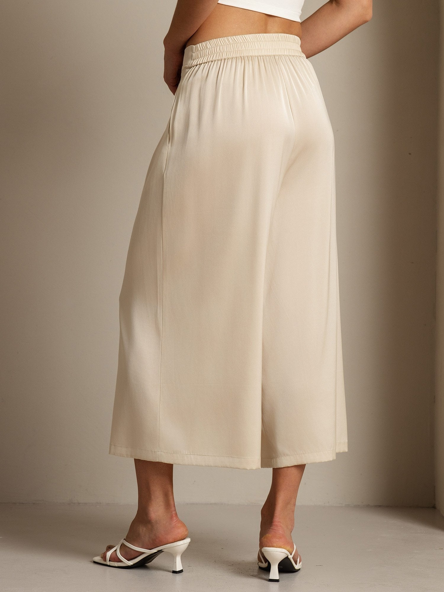 [Beige] SilkSilky-DE 19Momme Seide Womens Pants 002