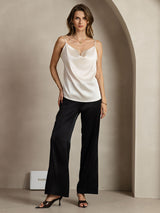 [Hellgrau] SilkSilky-DE Spaghetti Strap Cowl Neck Cami Top 003