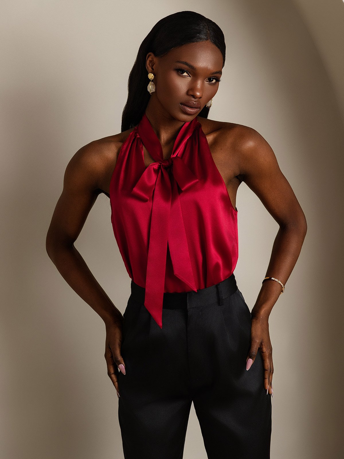 [Rotwein] SilkSilky-DE 19Momme Seide Womens Shirt 004
