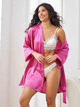 [Rosarot] SilkSilky-DE 3/4 Sleeve Damen Morgenmantel 003