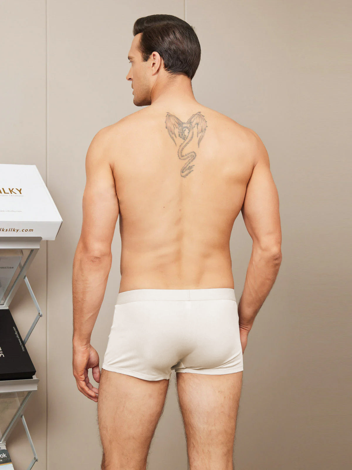 [Beige] SilkSilky-DE Reine Seide Mens Underwear 002