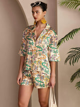 [Sand Krokodil] SilkSilky-DE Short Sleeve Notch Collar Damen Pyjamas 004