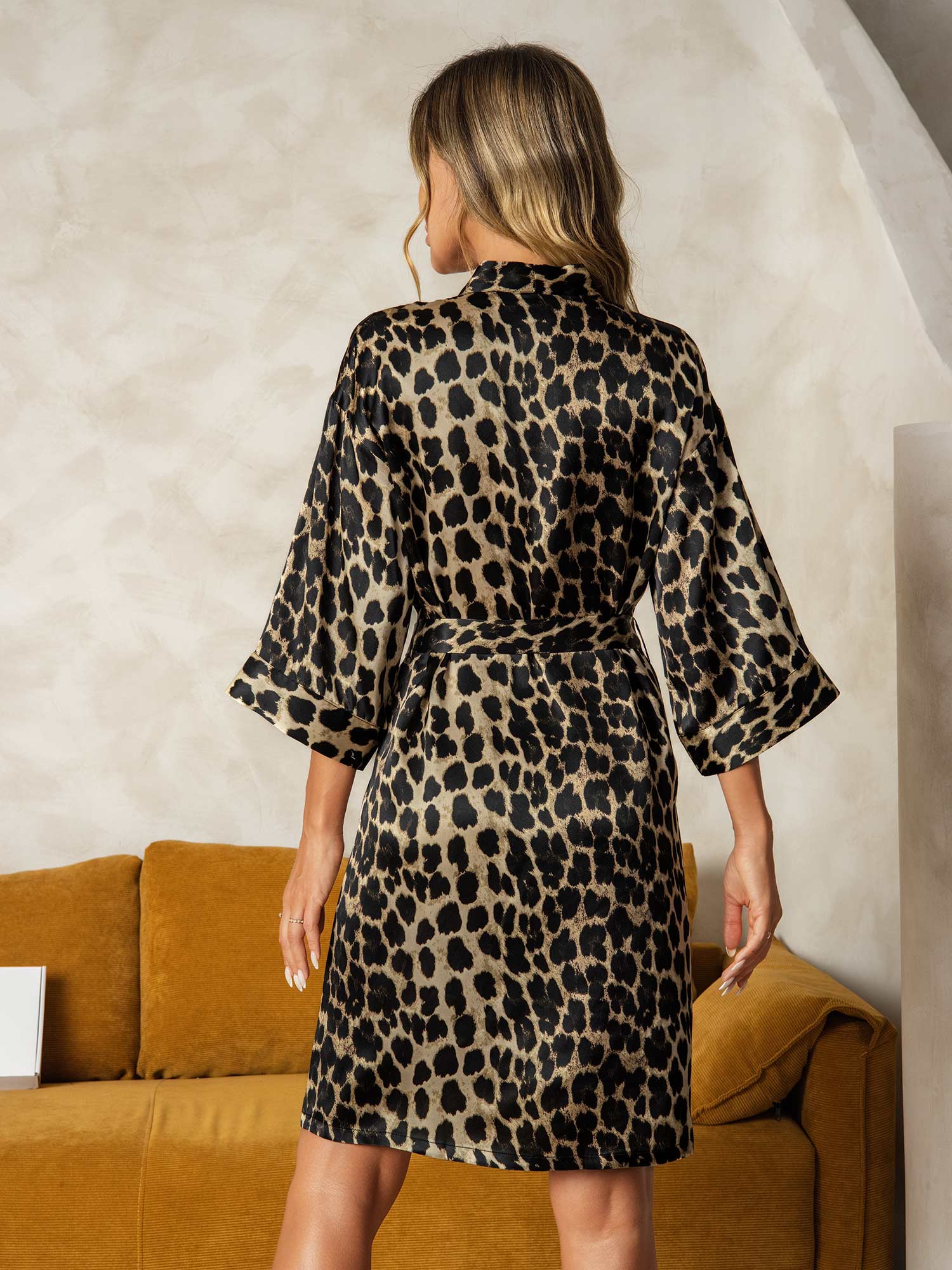 [Leopard] SilkSilky-DE Reine Seide Womens Robe 002,
