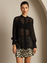 [Schwarz] SilkSilky-DE Reine Seide Womens Shirt 001