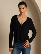 [Schwarz] SilkSilky-DE Long Sleeve Damen Cardigan 003