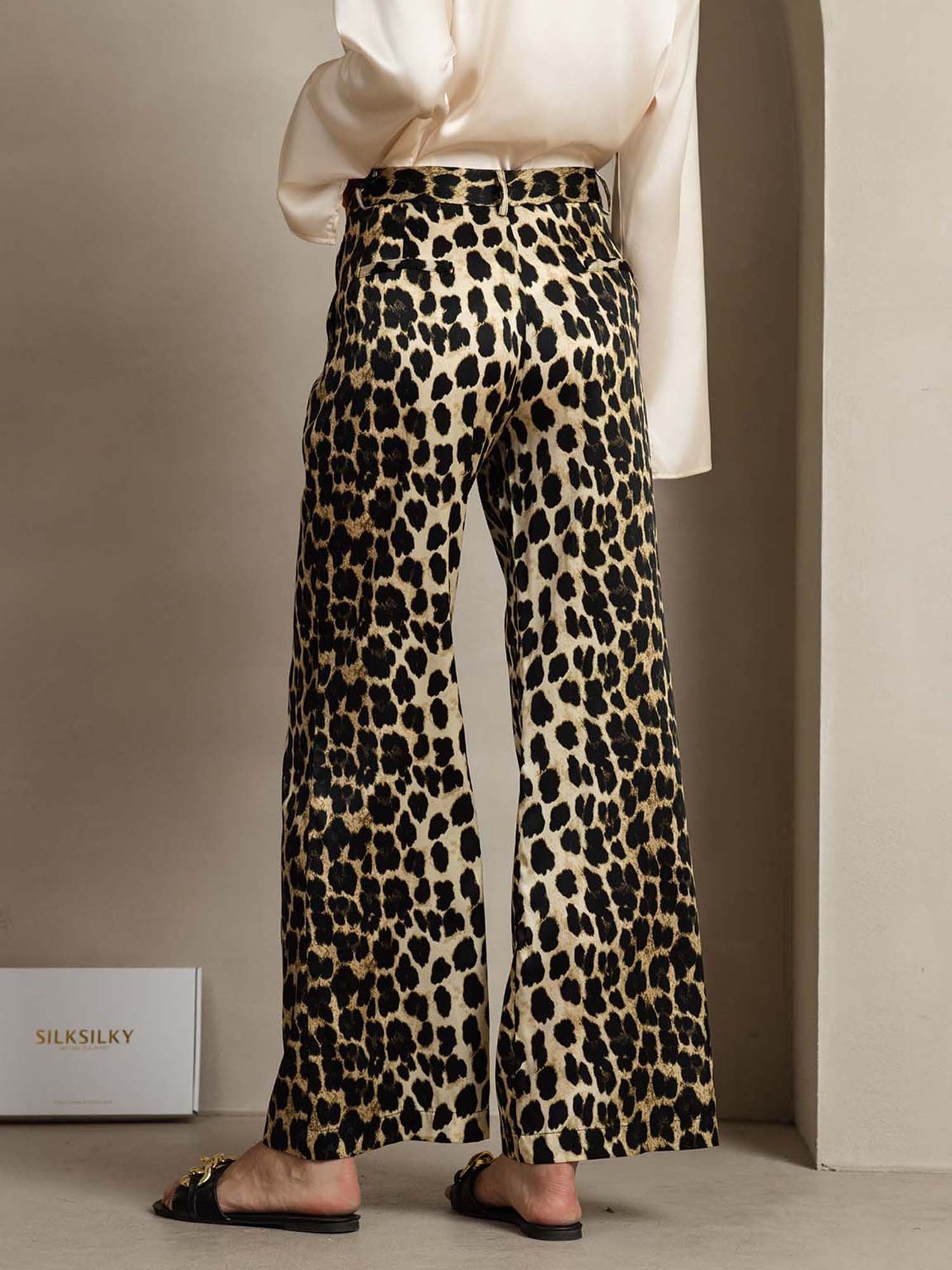 [Leopard] SilkSilky-DE 19Momme Seide Womens Pants 002
