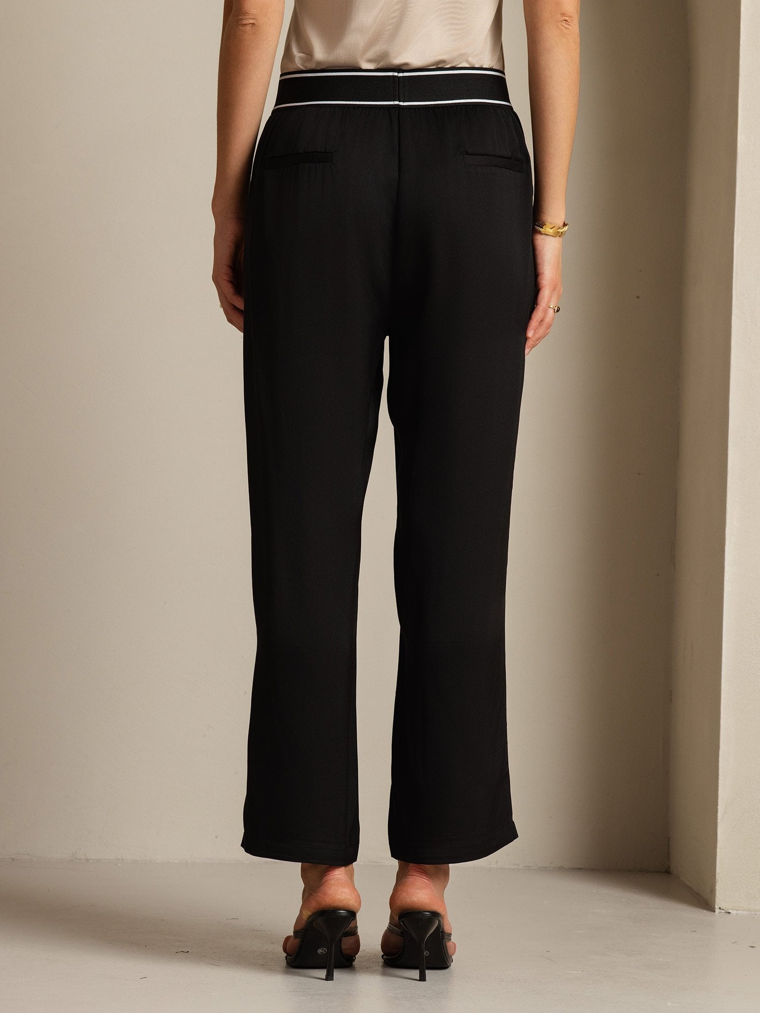 [Schwarz] SilkSilky-DE 22Momme Seide Womens Pants 002
