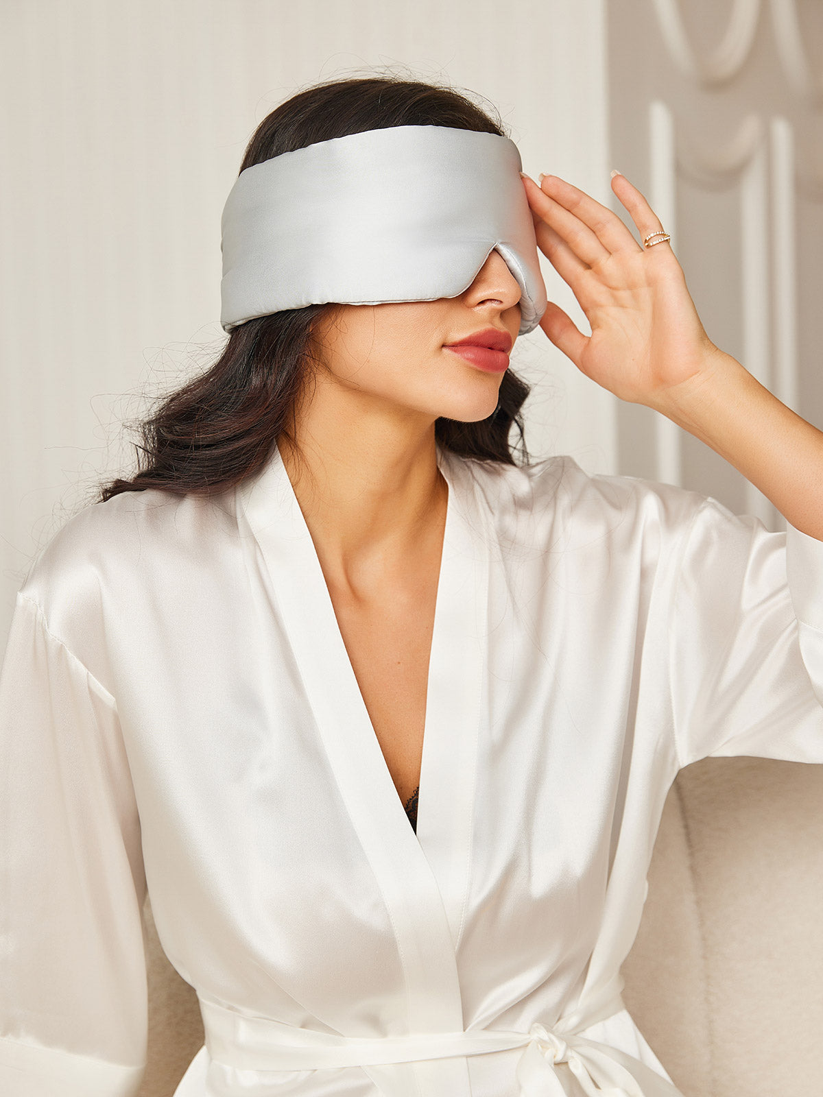 [Silber] SilkSilky-DE 19Momme Reine Seide Eye Mask 003