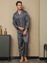 [Marine Ginkgo] SilkSilky-DE 19Momme Langärmelig Herren Pyjamas 012