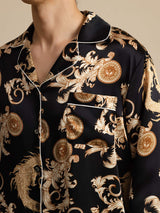 [Schwarzer Drache] SilkSilky-DE Long Sleeve Notch-Kragen Herren Pyjamas 004
