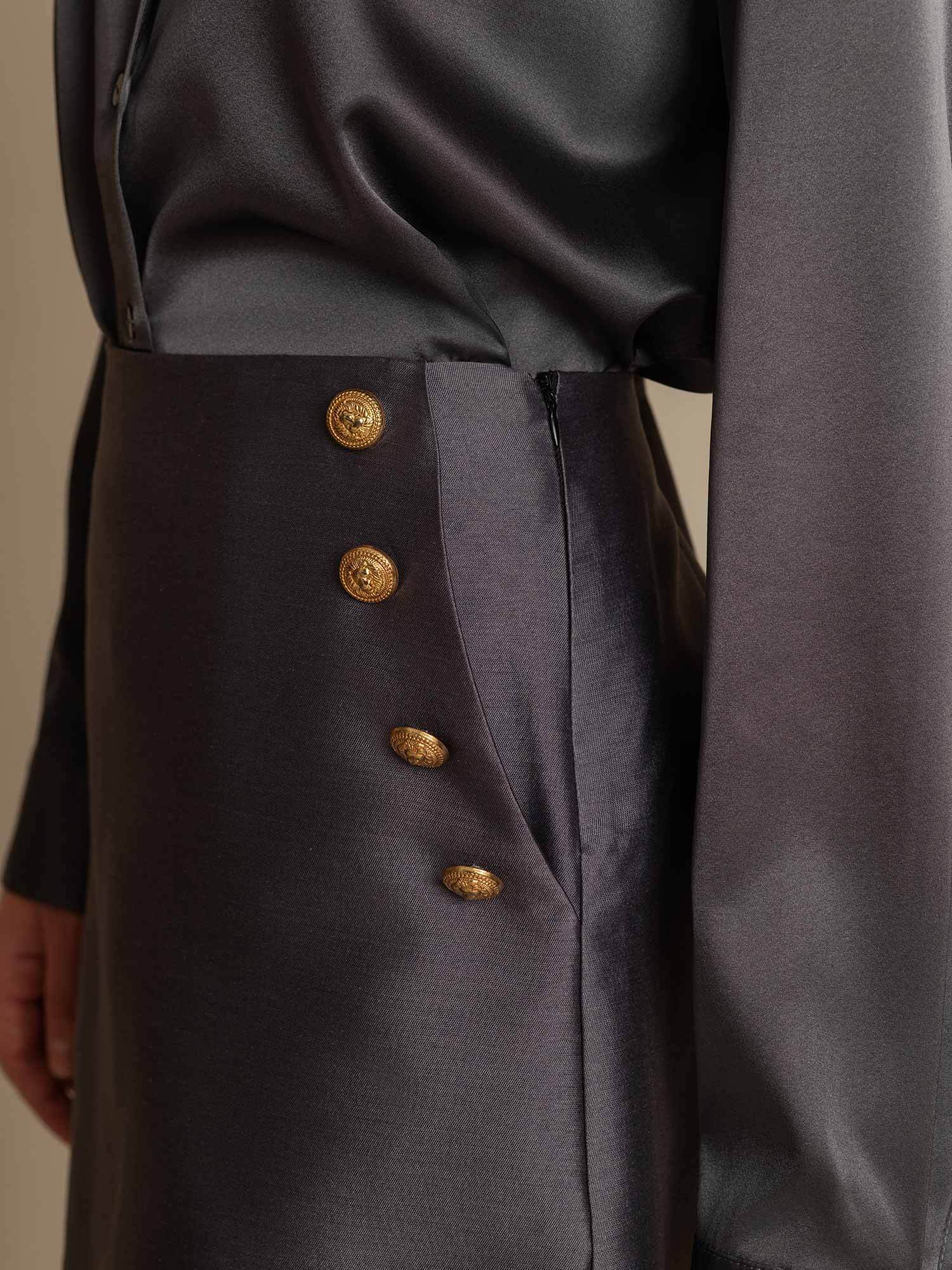 [Grau] SilkSilky-DE 32Momme Silk-Wool Blend Skirt 004,