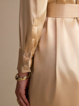 [Champagner] SilkSilky-DE Long Sleeve Lapel Collar Kleider 003