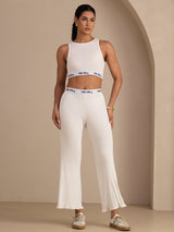 [Weiß] SilkSilky-DE Sleeveless Crew Neck Women's Outfit Sets 005