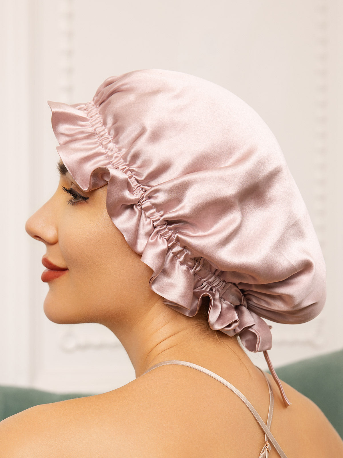 SilkSilky-DE Reine Seide Sleep Cap Rosa 002