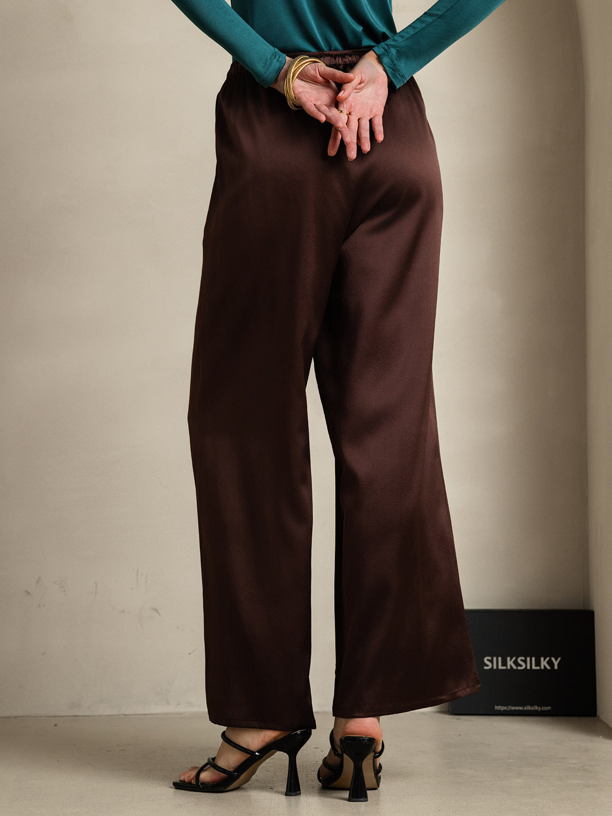 [Kaffee] SilkSilky-DE Reine Seide Womens Pants 002
