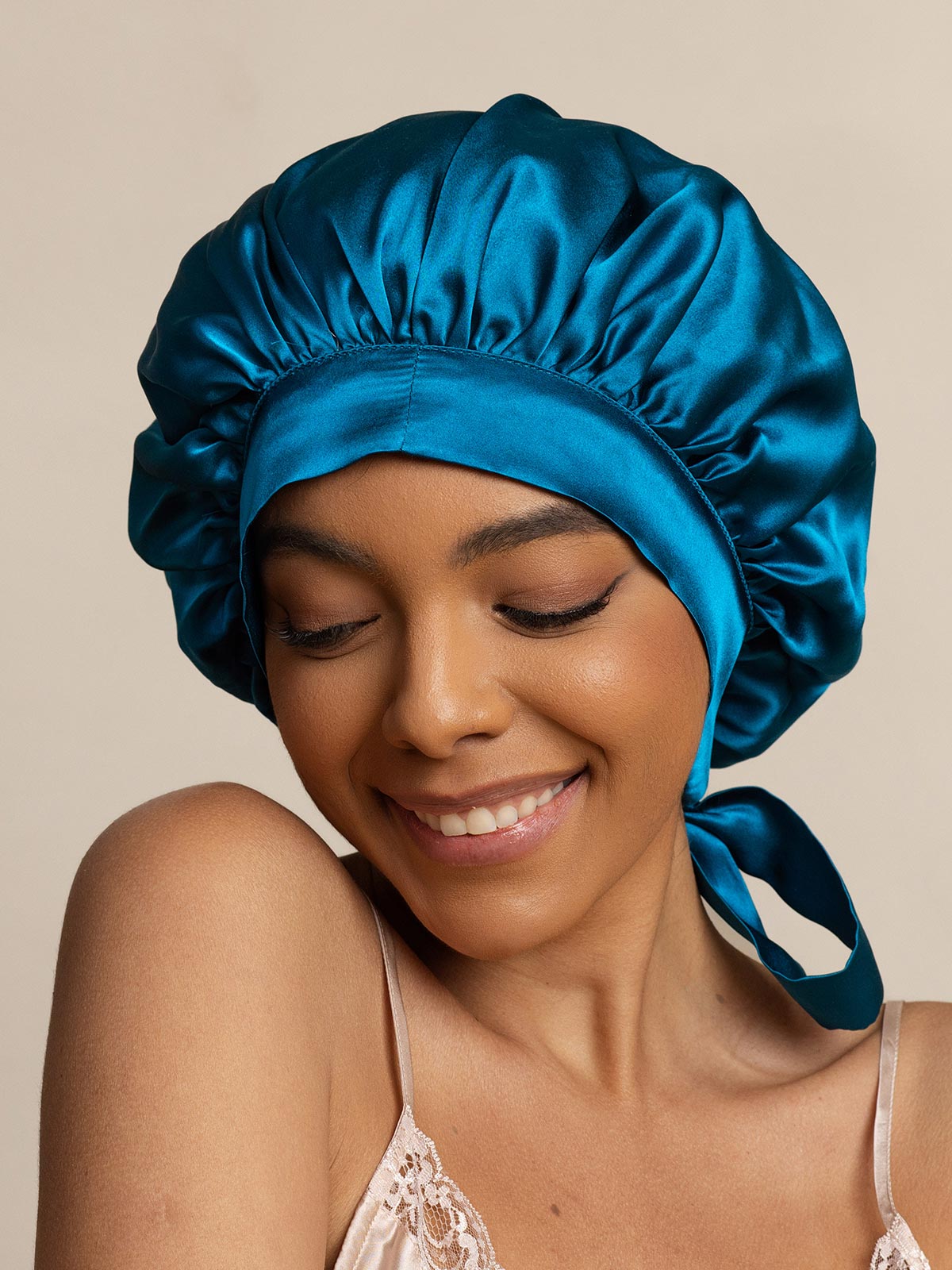 SilkSilky-DE Reine Seide Sleep Cap KönigBlau 003