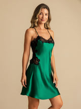 [Dunkelgrün] SilkSilky-DE Sleeveless V Neck Nachthemden 003